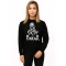 Sieviešu melns džemperis ar kapuci Dakar (balts)