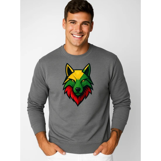 Vīriešu pelēks džemperis bez kapuces „Vilks“ Džemperi ar kapuci
