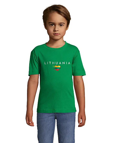 Bērnu zaļie T-krekli „Lietuva“ (balti)