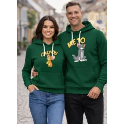 Tumši zaļš džemperis ar kapuci Tikai tu-me to