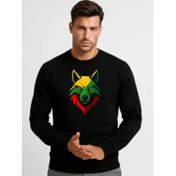 Vīriešu melns džemperis bez kapuces „Vilks“