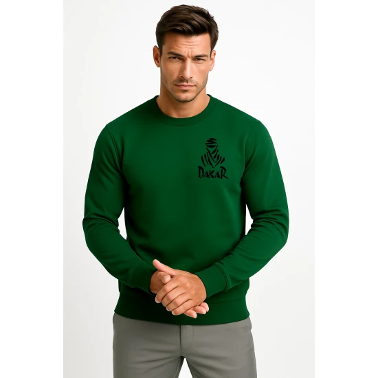 Vīriešu tumši zaļš džemperis ar kapuci Dakar (balts)