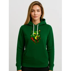 Sieviešu tumši zaļais džemperis „Geometriskais vilks“