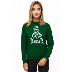 Sieviešu tumši zaļš džemperis ar kapuci Dakar (balts)