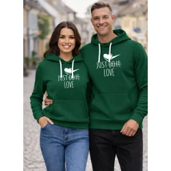 Tumši zaļa jaka ar kapuci Just do it (balta)