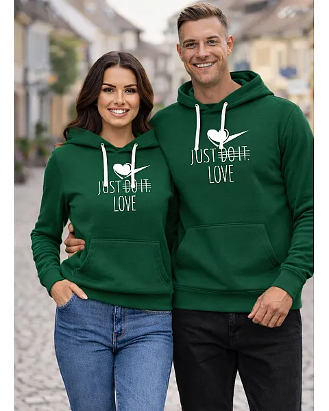 Tumši zaļa jaka ar kapuci Just do it (balta)