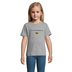 Bērnu pelēkie T-krekli „Lithuania“ (melnā krāsā)