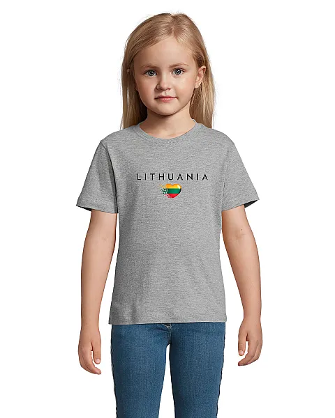 Bērnu pelēkie T-krekli „Lithuania“ (melnā krāsā)