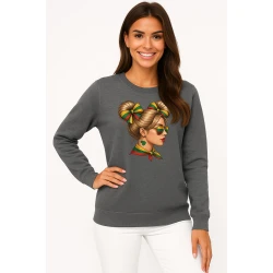 Sieviešu tumši pelēks džemperis ar kapuci Lietuvaitė