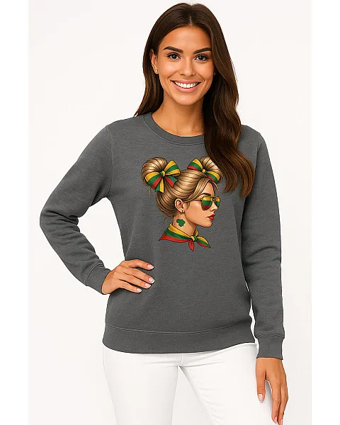 Women's dark grey hooded sweatshirt Lietuvaitė