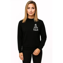 Sieviešu melns džemperis ar kapuci Dakar (balts)