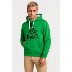 Vīriešu zaļš džemperis ar kapuci Dakar (melns)
