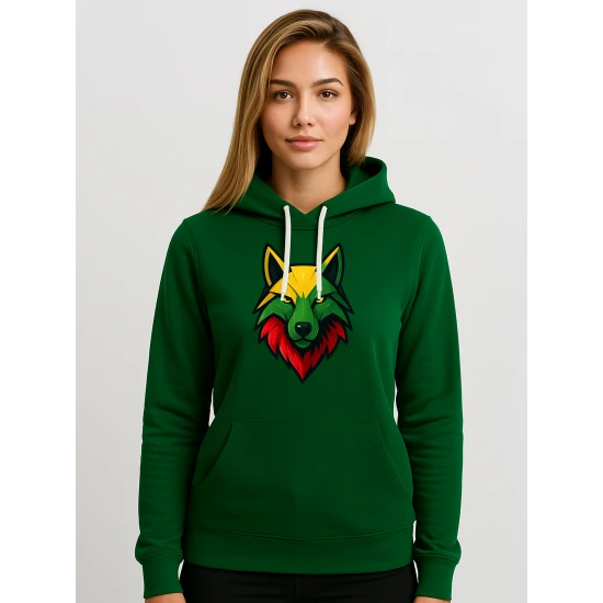 Sieviešu tumši zaļais džemperis „Vilks“ Džemperi ar uzrakstiem