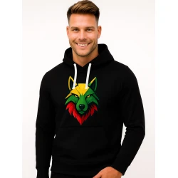 Vīriešu melns džemperis ar kapuci „Vilks“