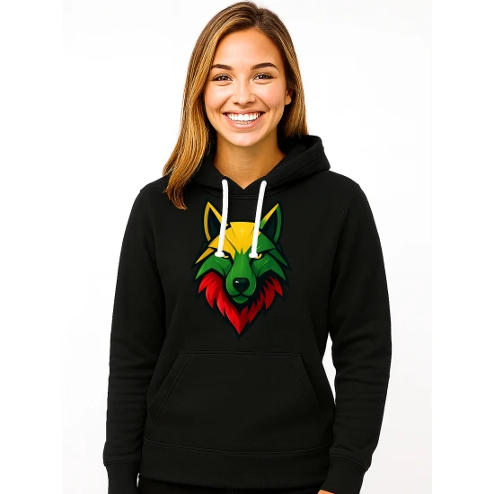 Sieviešu melns džemperis „Vilks“ Džemperi ar uzrakstiem