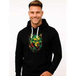 Vīriešu melns džemperis „Geometriskais vilks“