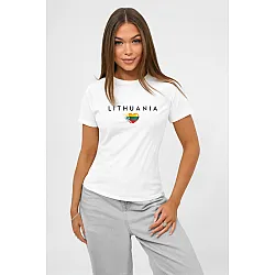 Sieviešu balta T-krekls „Lithuania“ (melns)