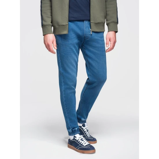 Vīriešu zili džinsi ar savelkamu vidukli Patrick