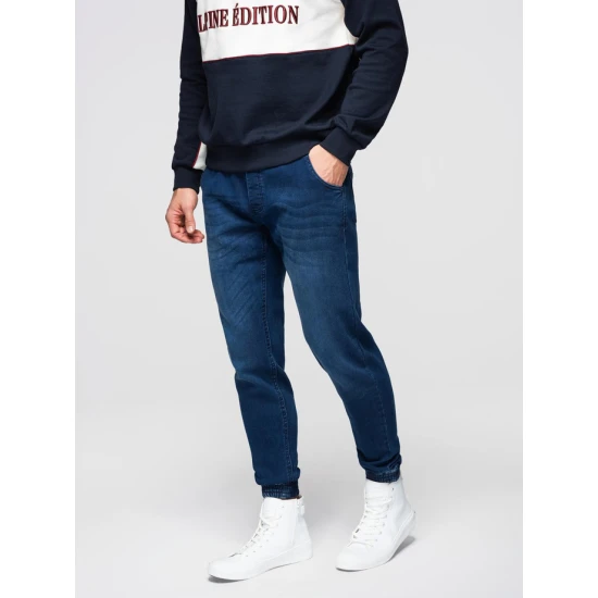 Vīriešu tumši zili džinsi ar savelkamu vidukli Patrick
