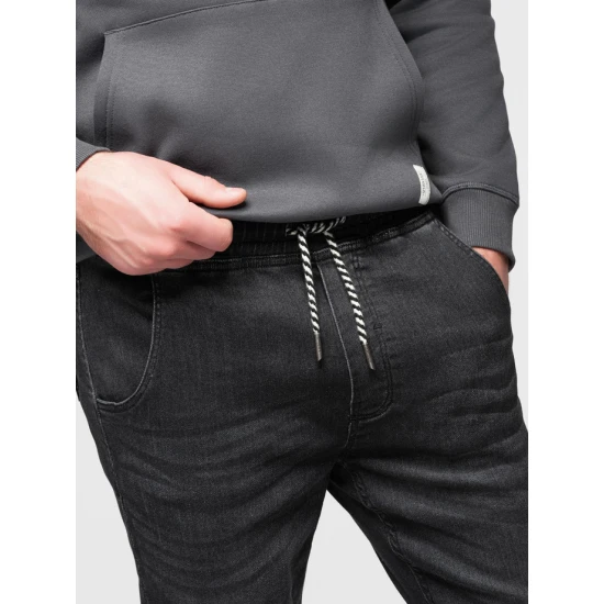 Vīriešu melni džinsi ar savelkamu vidukli Patrick