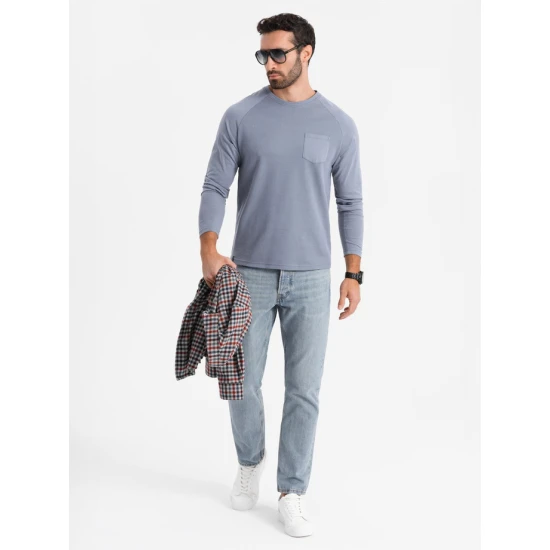 Vīriešu zils krekls ar garām piedurknēm Doug