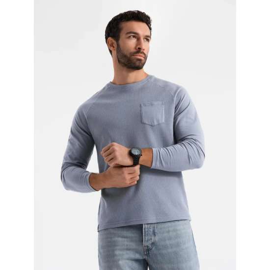 Vīriešu zils krekls ar garām piedurknēm Doug