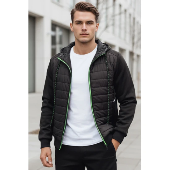 Vīriešu melna jaka ar kapuci Bastin TX4394