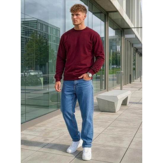 Vīriešu bordo krāsas džemperis ar kapuci Steel Džemperi bez kapuciņiem