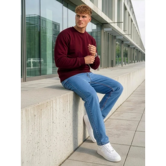 Vīriešu bordo krāsas džemperis ar kapuci Steel Džemperi bez kapuciņiem