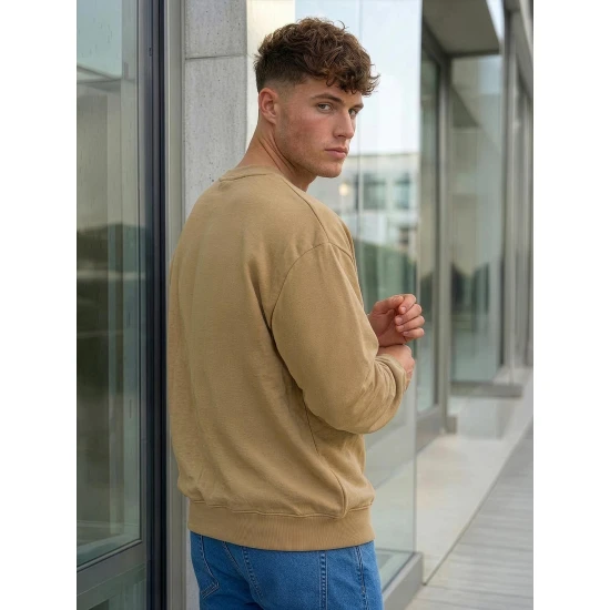 Vīriešu brūns džemperis ar kapuci Steel Džemperi bez kapuciņiem