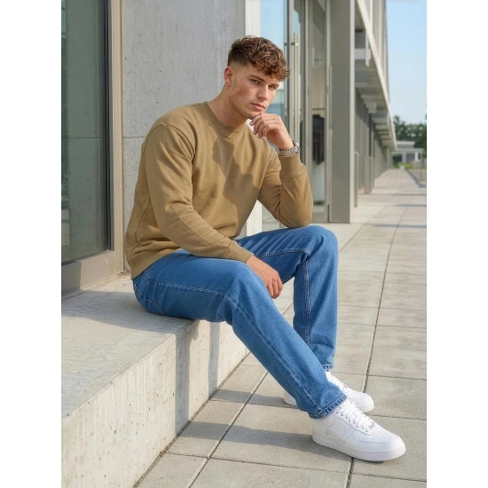 Vīriešu brūns džemperis ar kapuci Steel Džemperi bez kapuciņiem