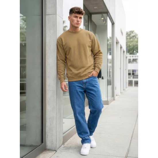 Vīriešu brūns džemperis ar kapuci Steel Džemperi bez kapuciņiem