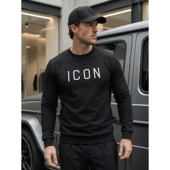 Vīriešu melns džemperis Icon O/D7394Z
