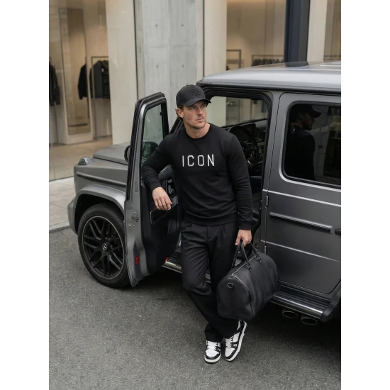 Vīriešu melns džemperis Icon O/D7394Z