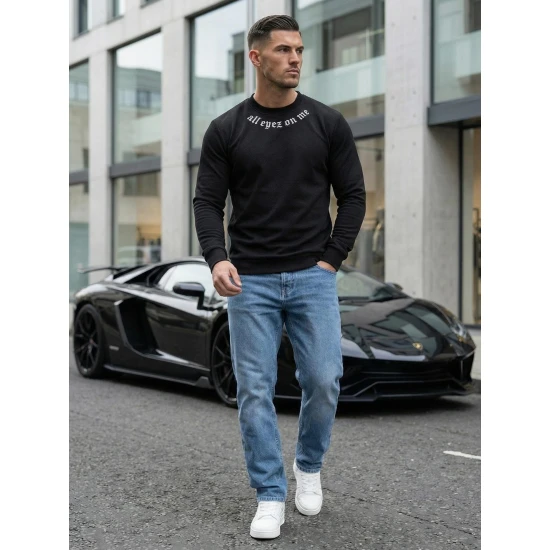 Vīriešu melns džemperis All eyes on me O/P2027Z