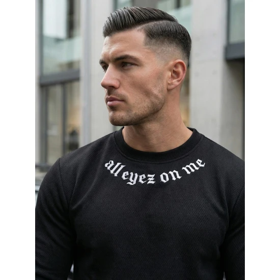 Vīriešu melns džemperis All eyes on me O/P2027Z