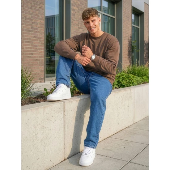 Vīriešu tumši brūns džemperis ar kapuci Tērauds Džemperi bez kapuciņiem