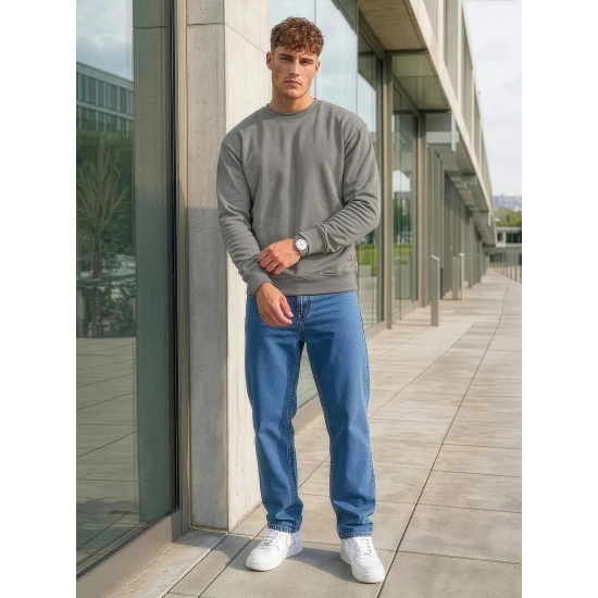 Vīriešu pelēks džemperis ar kapuci Steel Džemperi bez kapuciņiem