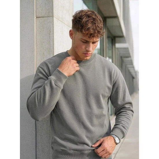 Vīriešu pelēks džemperis ar kapuci Steel Džemperi bez kapuciņiem