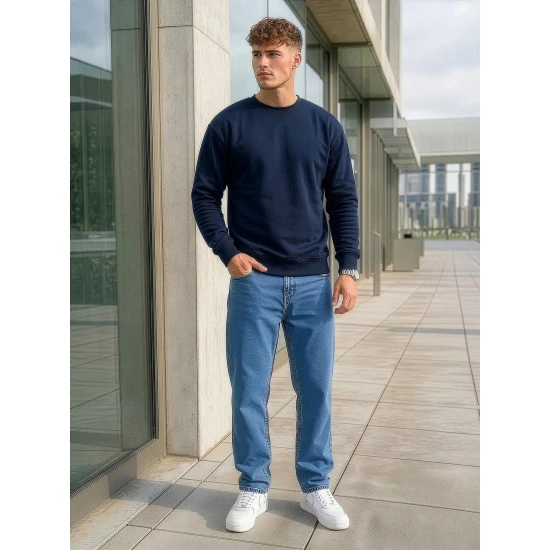 Vīriešu tumši zils džemperis ar kapuci Tērauds Džemperi bez kapuciņiem