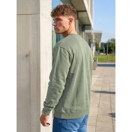 Vīriešu haki krāsas džemperis ar kapuci Steel Džemperi bez kapuciņiem