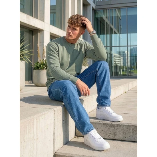 Vīriešu haki krāsas džemperis ar kapuci Steel Džemperi bez kapuciņiem