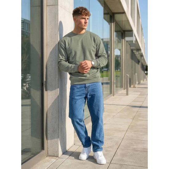 Vīriešu haki krāsas džemperis ar kapuci Steel Džemperi bez kapuciņiem