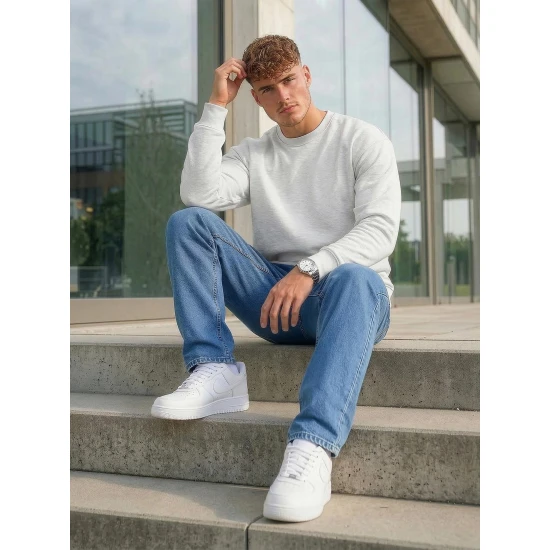 Vīriešu gaiši pelēks džemperis ar kapuci Steel Džemperi bez kapuciņiem