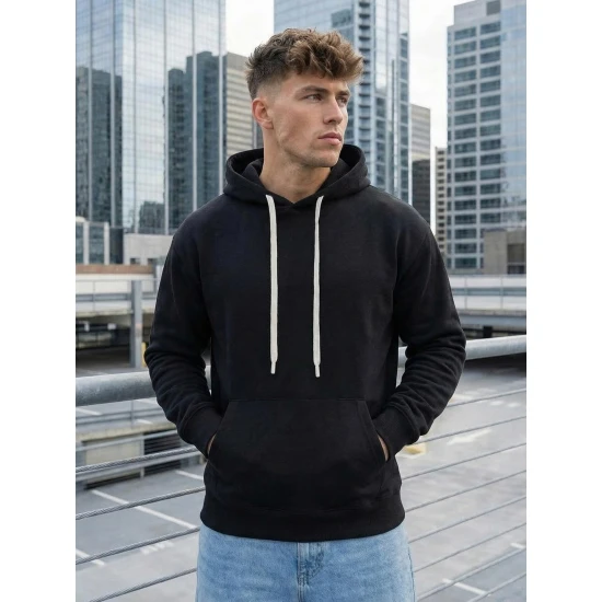 Vīriešu melns džemperis Ostin Džemperi ar kapuci