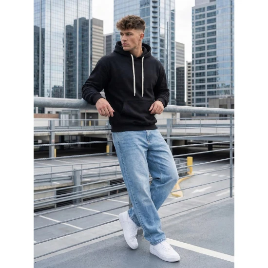 Vīriešu melns džemperis Ostin Džemperi ar kapuci