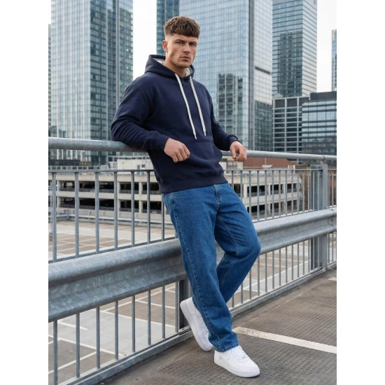 Vīriešu tumši zils džemperis Austin Džemperi ar kapuci