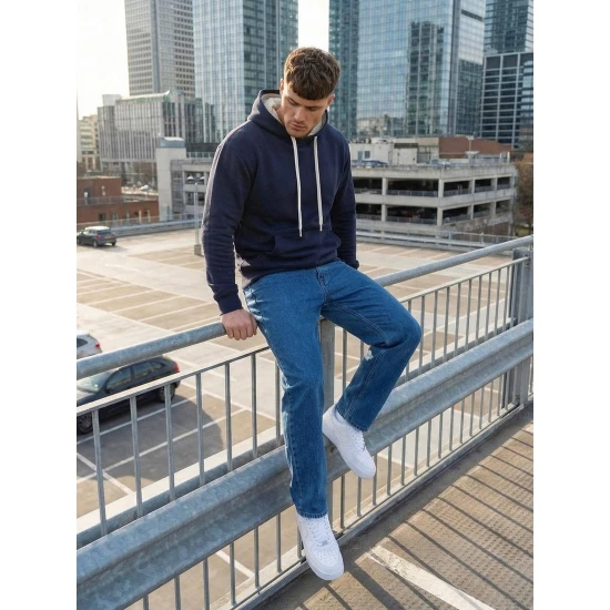 Vīriešu tumši zils džemperis Austin Džemperi ar kapuci