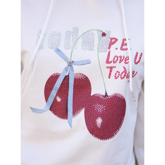 Sieviešu balts džemperis Šodien Džemperi ar kapuci