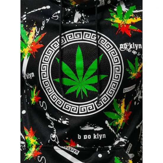 Vīriešu melns džemperis ar daudzkrāsainu apdruku Kanna O/B267